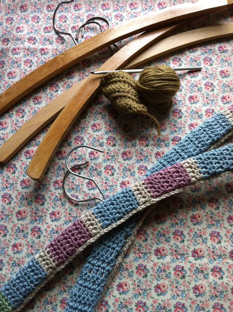 Crochet covered coat hangers