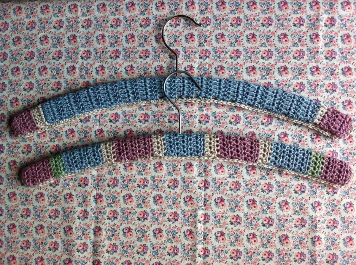 Crochet covered coat hangers finished