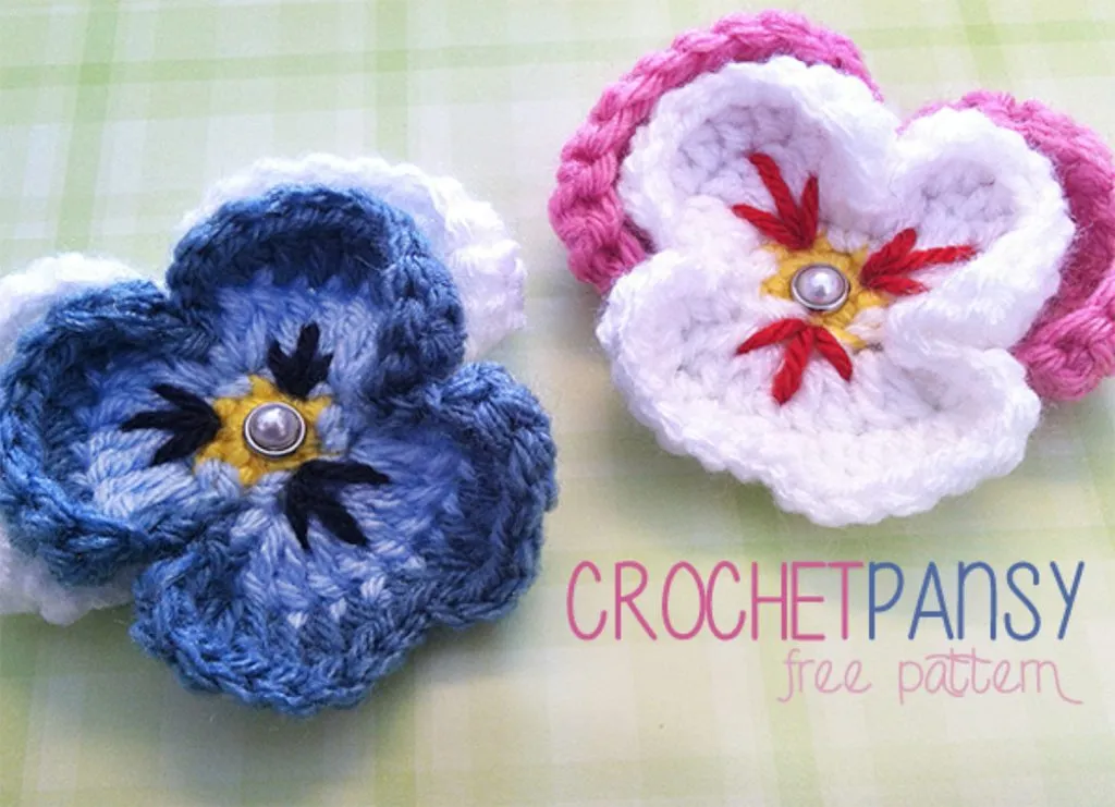 Crochet pansie flower pattern