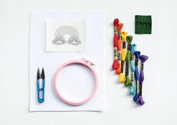 DIY embroidery rainbow patches materials