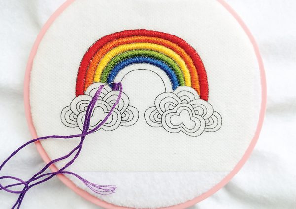 DIY embroidery rainbow patches step 1