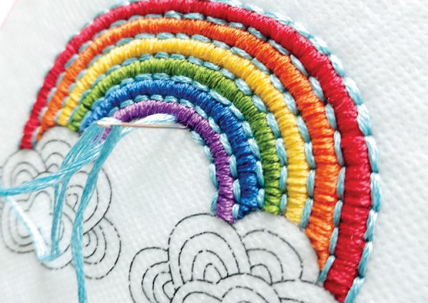 DIY embroidery rainbow patches step 2
