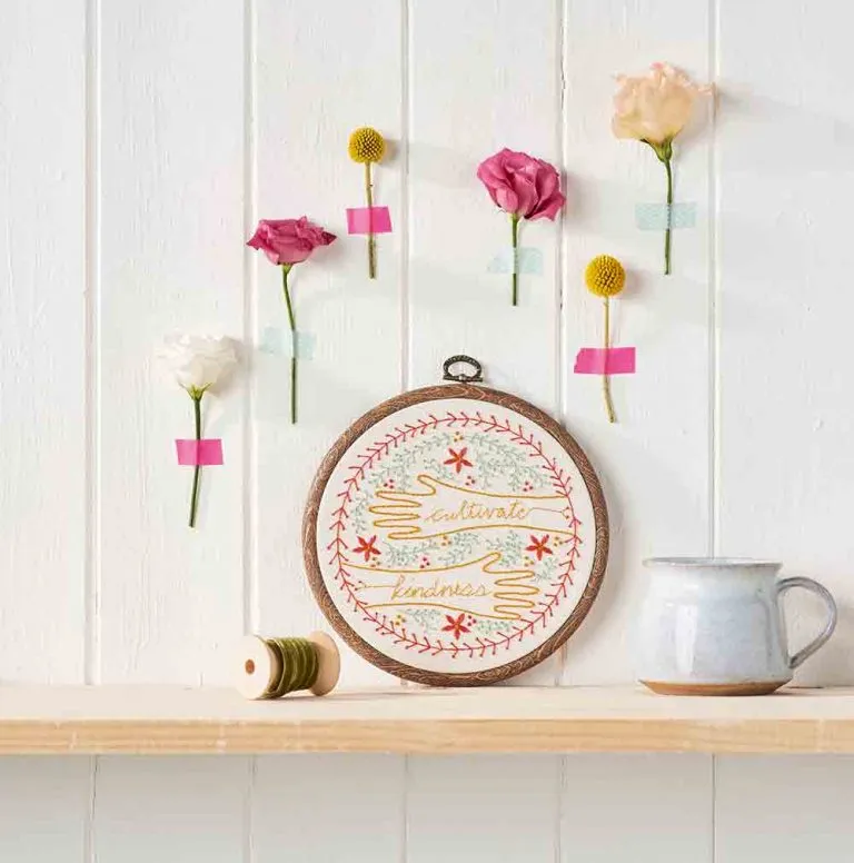 Floral embroidered hoop art