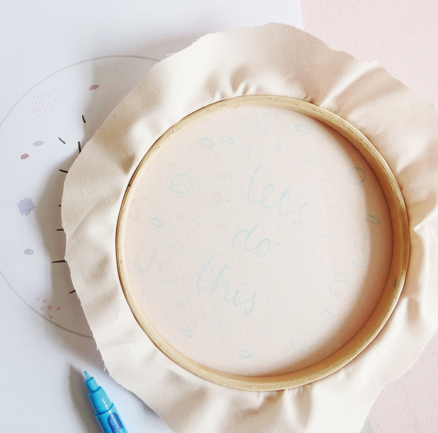 How to make a slogan embroidery hoop step 1