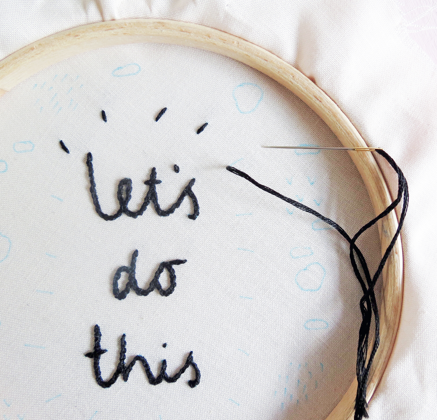 How to make a slogan embroidery hoop step 2