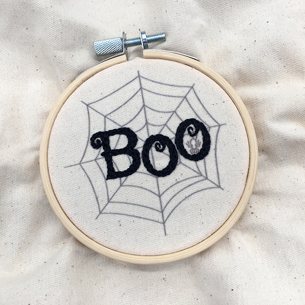 Mini Halloween embroidery hoop step 3