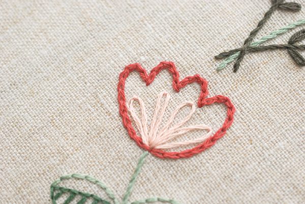 Palentine’s banner embroidery design step 1