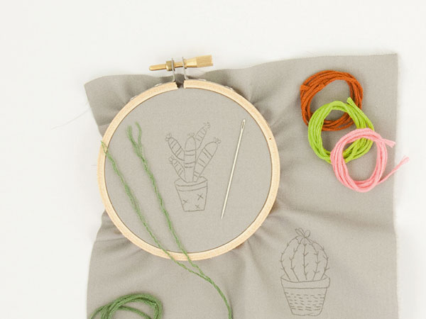 cactus embroidery step 2