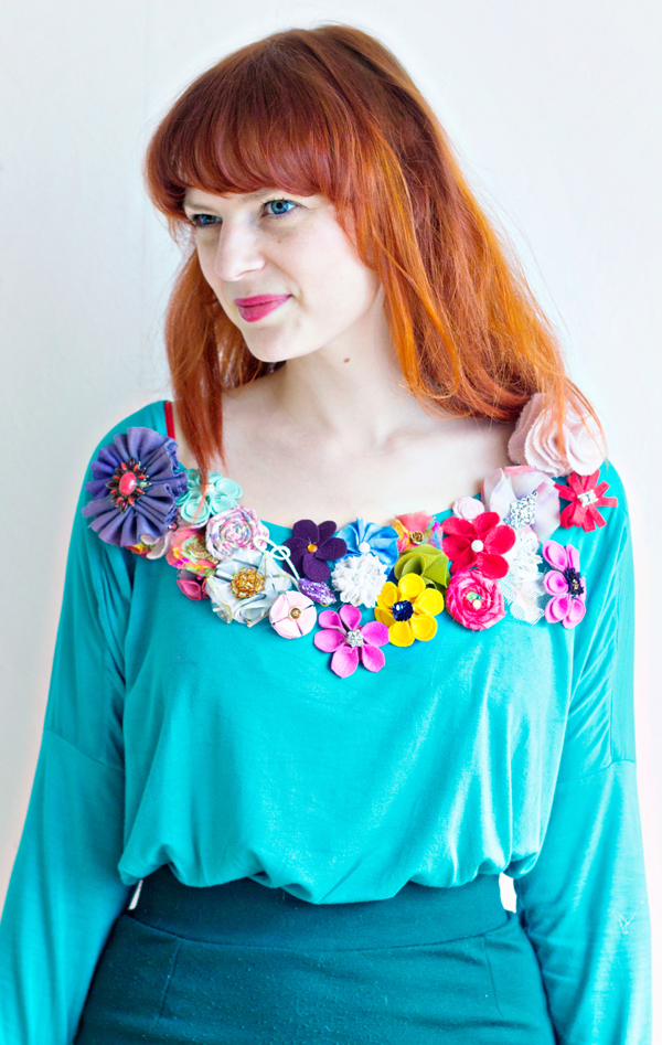 fabric flower pattern shirt