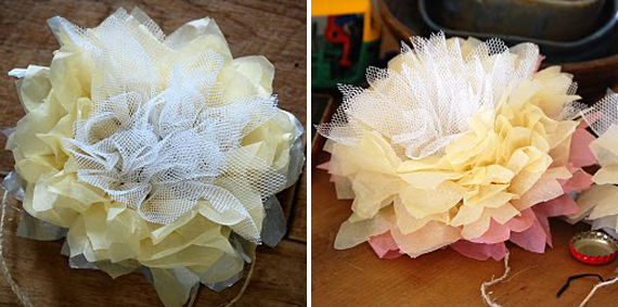 how to make tulle flowers with paper pink