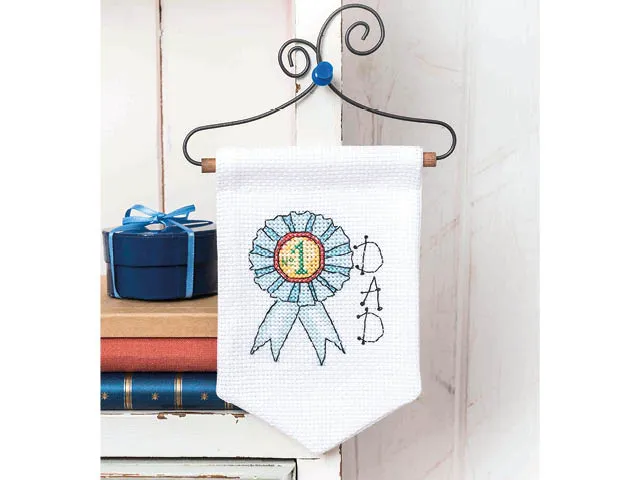 Free No. 1 Dad Rosette Cross Stitch Pattern by Rhona Norrie