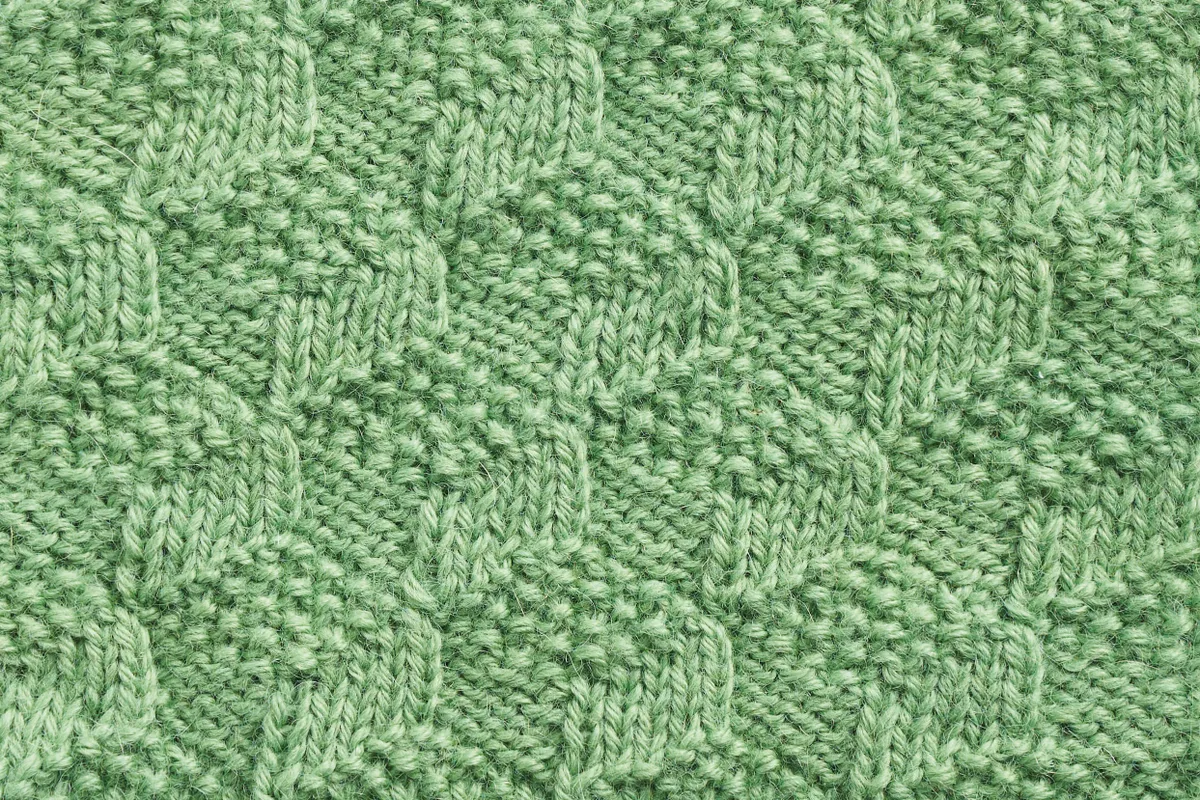 Moss stitch knitting, Textured cubes moss stitch