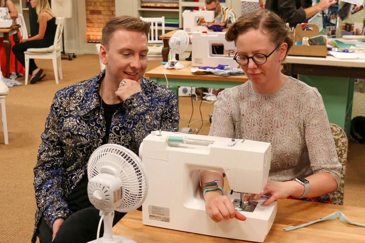 Programme Name: The Great British Sewing Bee - TX: 20/05/2020 - Episode: n/a (No. 5) - Picture Shows: **STRICTLY EMBARGOED NOT FOR PUBLICATION UNTIL AFTER EP4 HAS TX'D** Joe Lycett, Clare - (C) Love Productions - Photographer: Production
