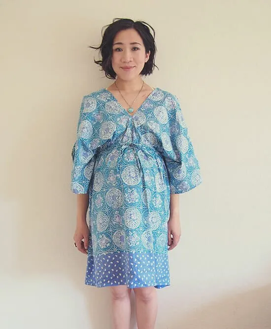 DIY-boho-kimono-dress-free-plus size-sewing-pattern-FRONT