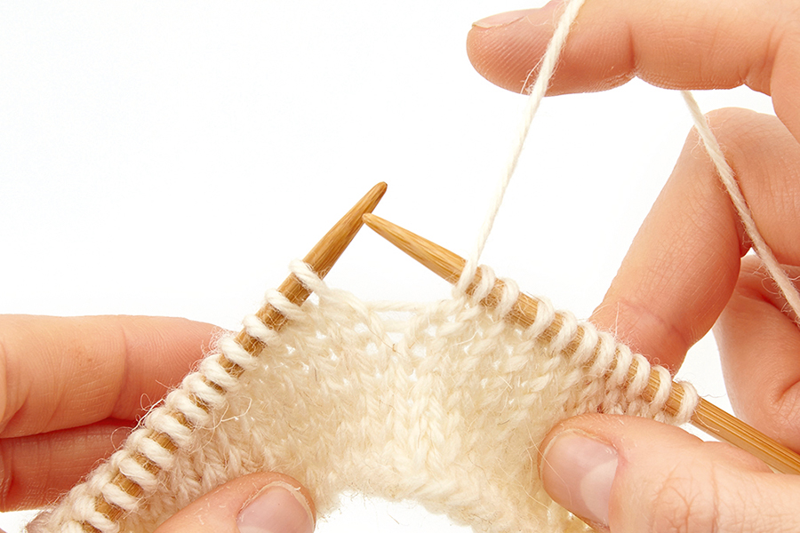 Yarn over knitting increase step two