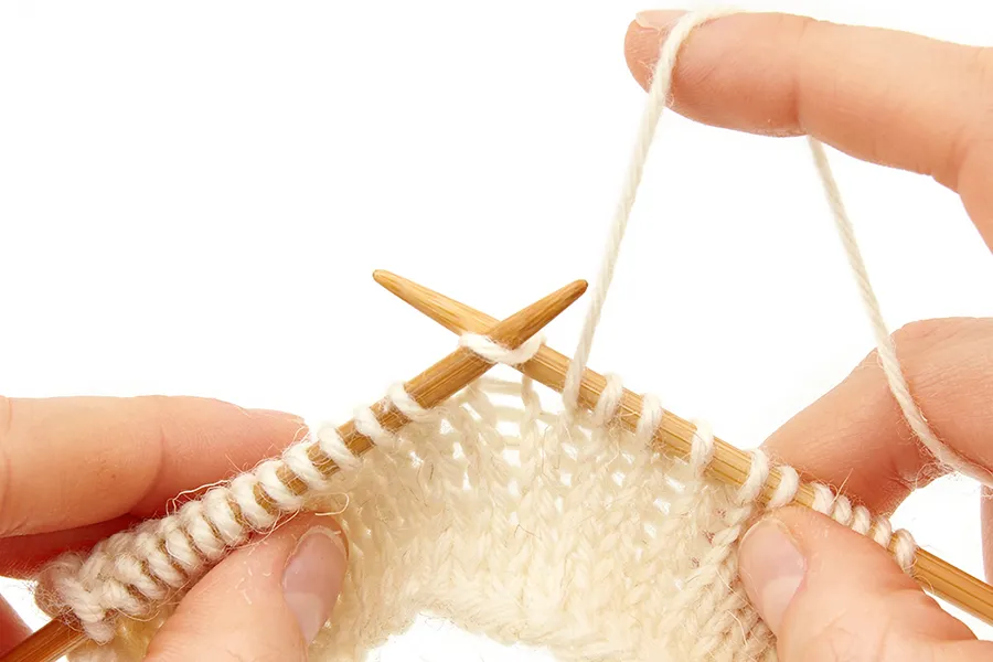 Yo (yarn over) knitting increase step three