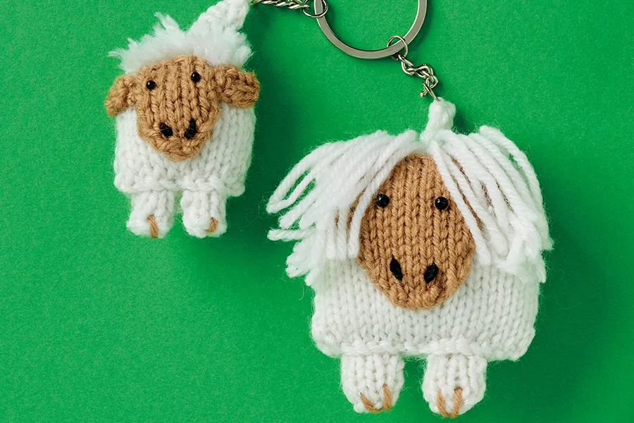 Knitted farm animals cows