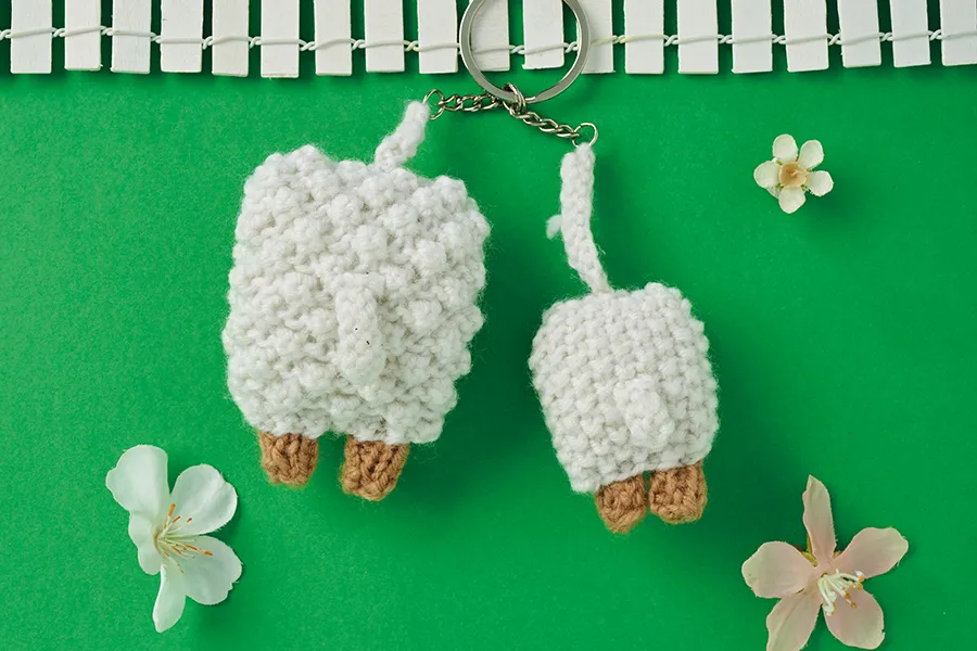 Knitted farm animals sheep back