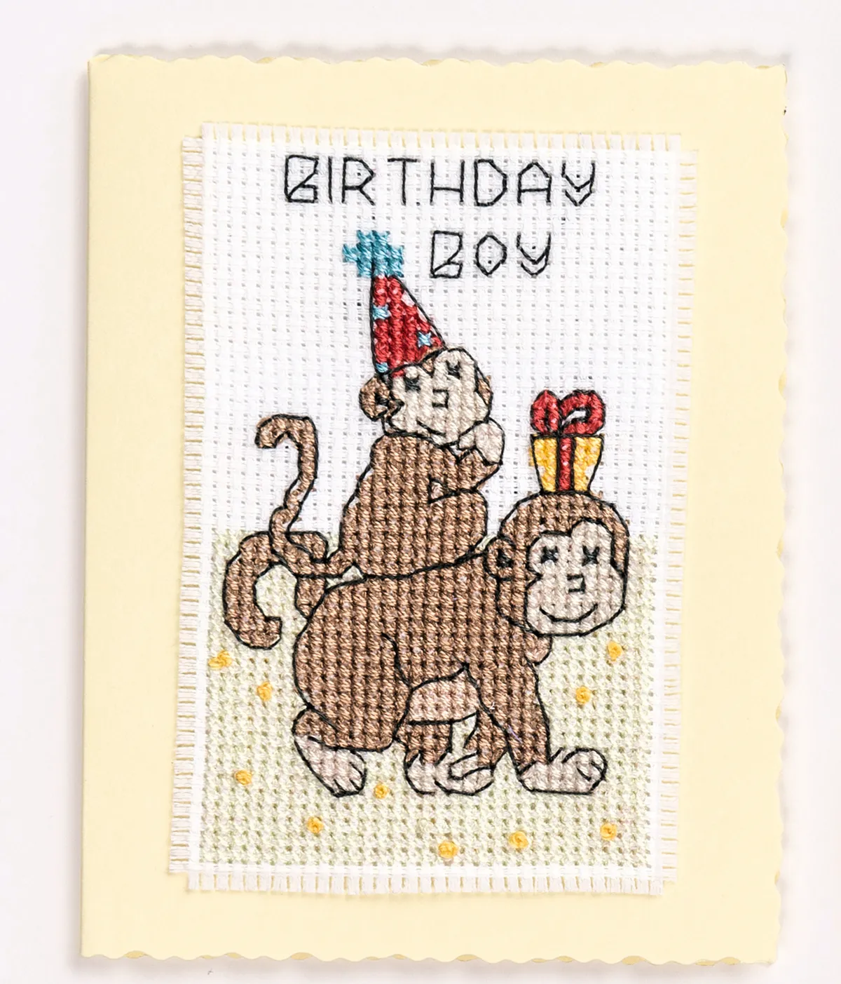 cross stitch patterns dog monkey card