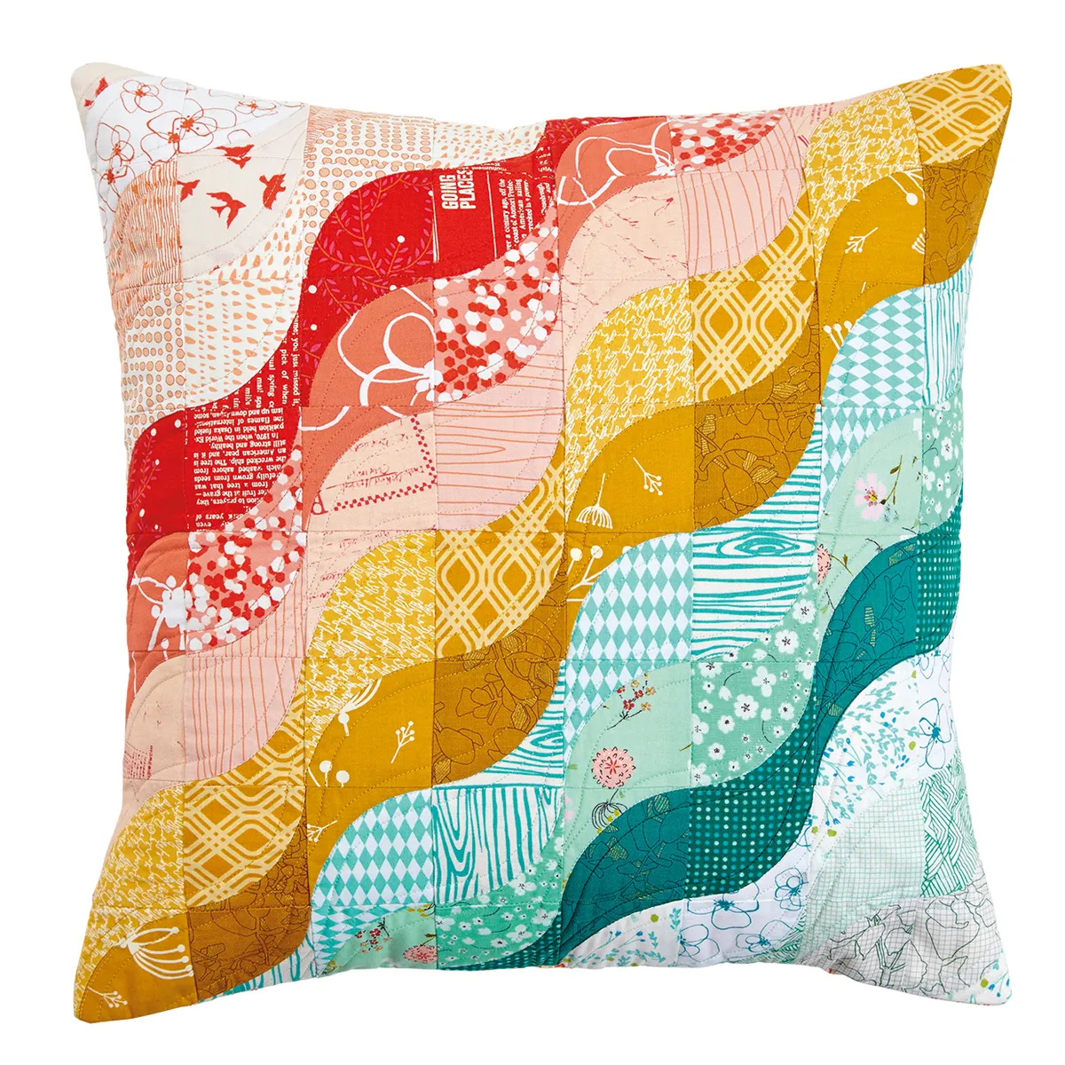 Curved patchwork cushion pattern