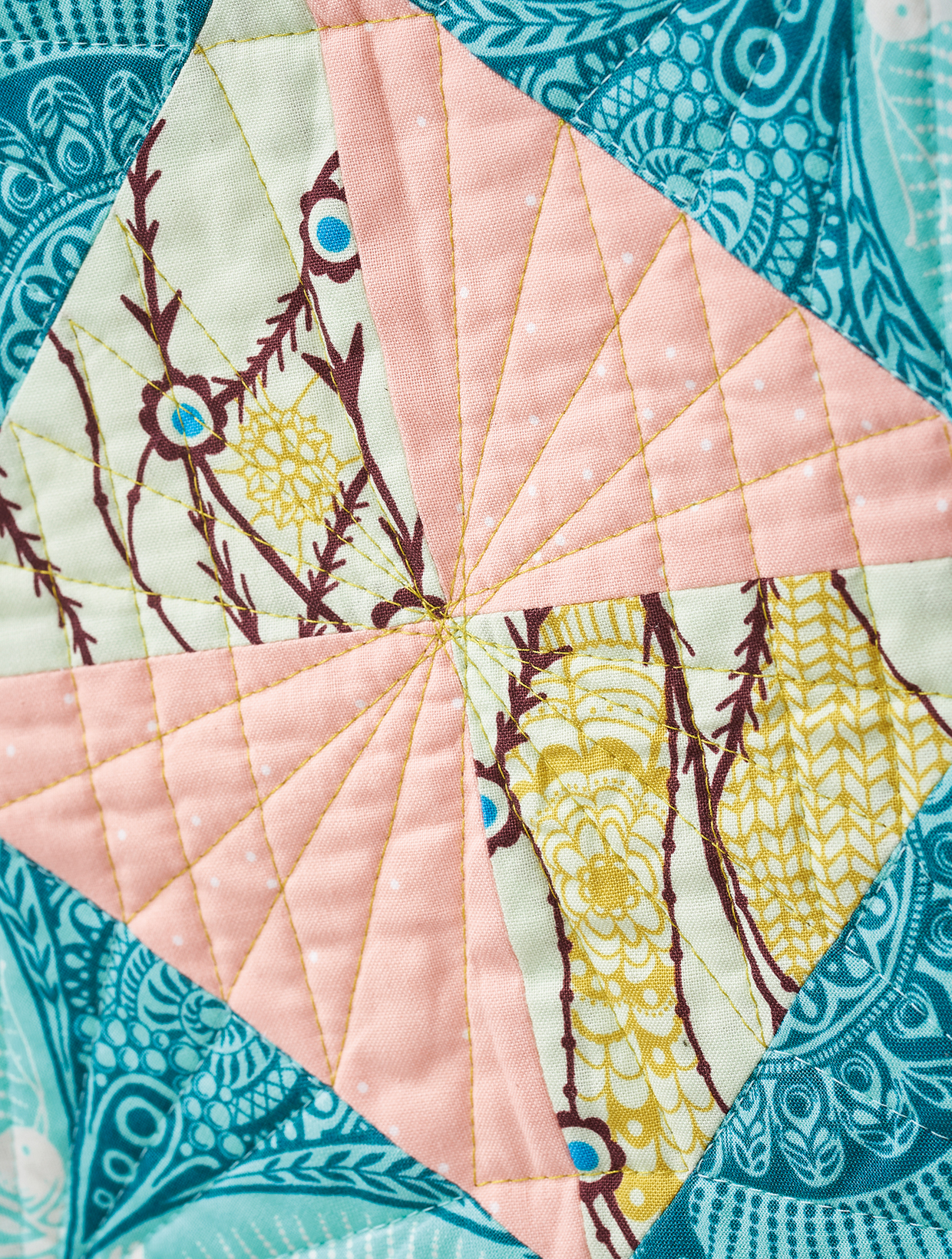 Geometric mini quilt pattern detail