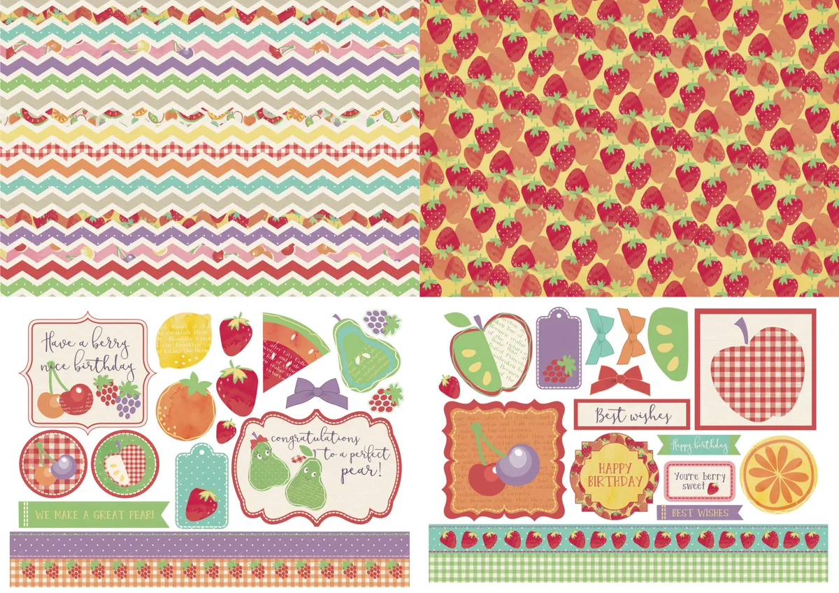 Free fruit salad patterned papers and toppers
