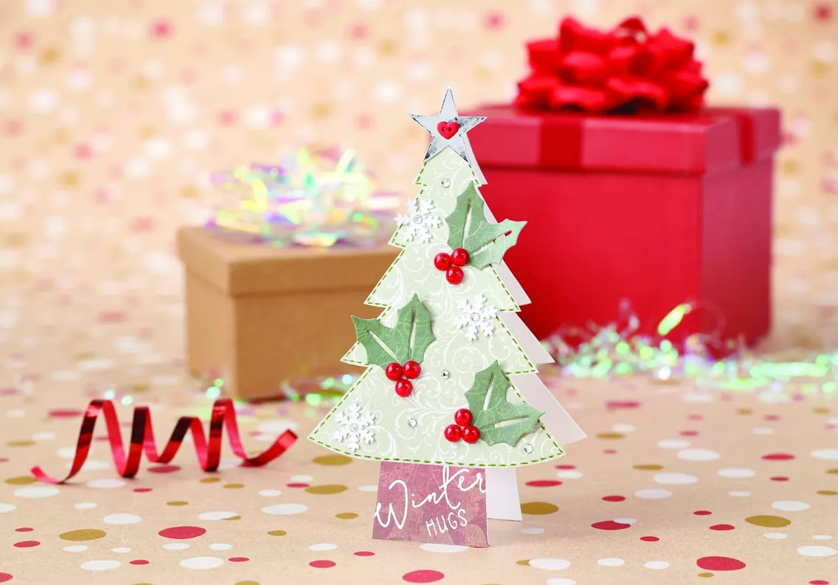 Free template to make this Christmas tree shaped card
