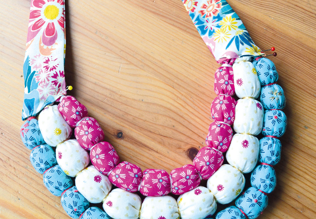 How to make a fabric necklace step three