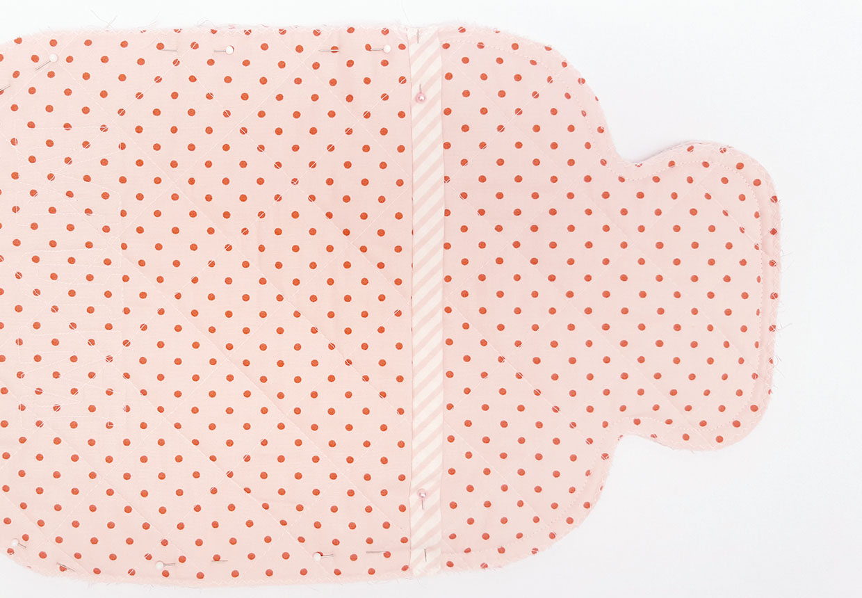 How to sew a quilted hot water bottle cover step four