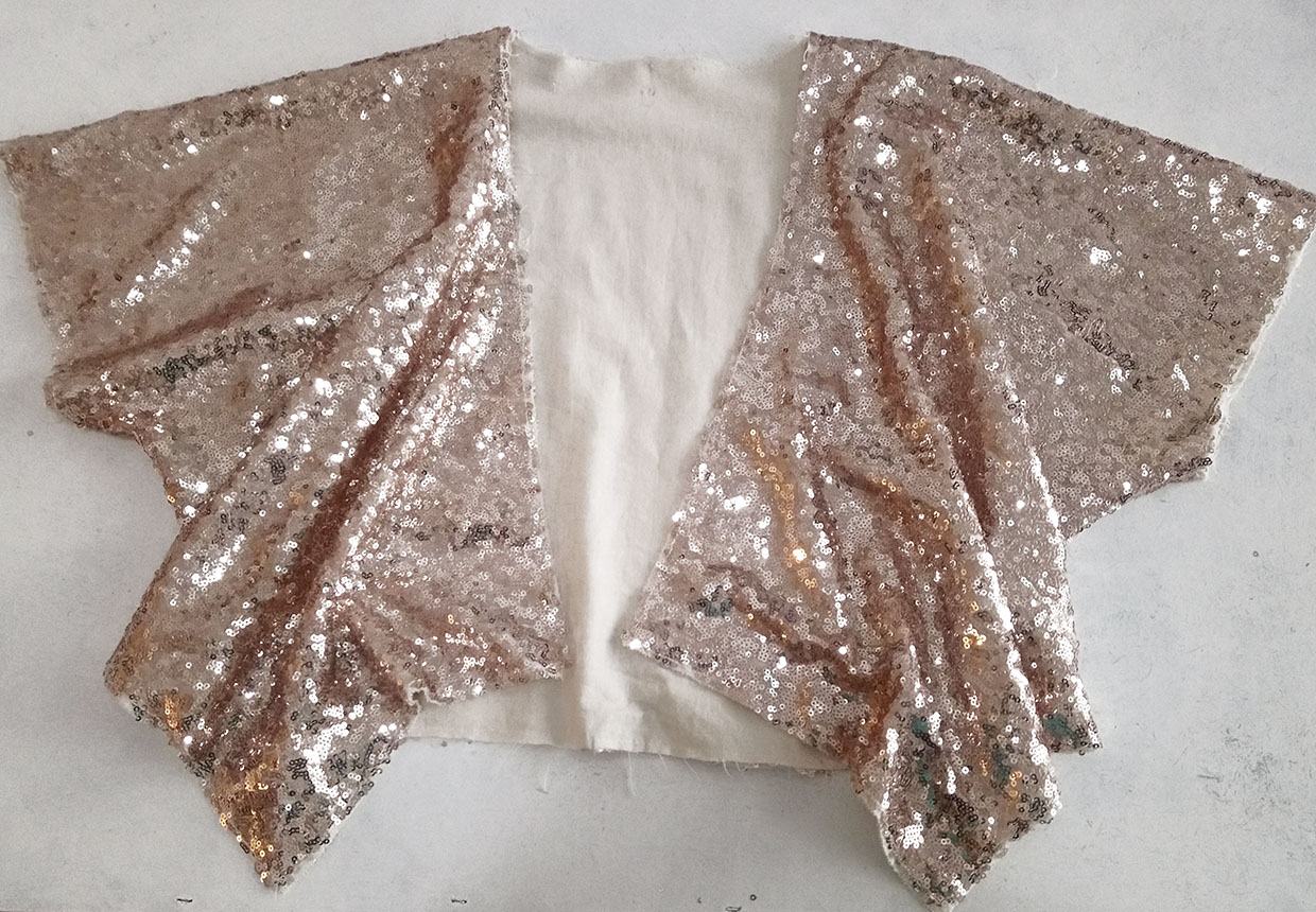 How to sew a glitter shrug step eight