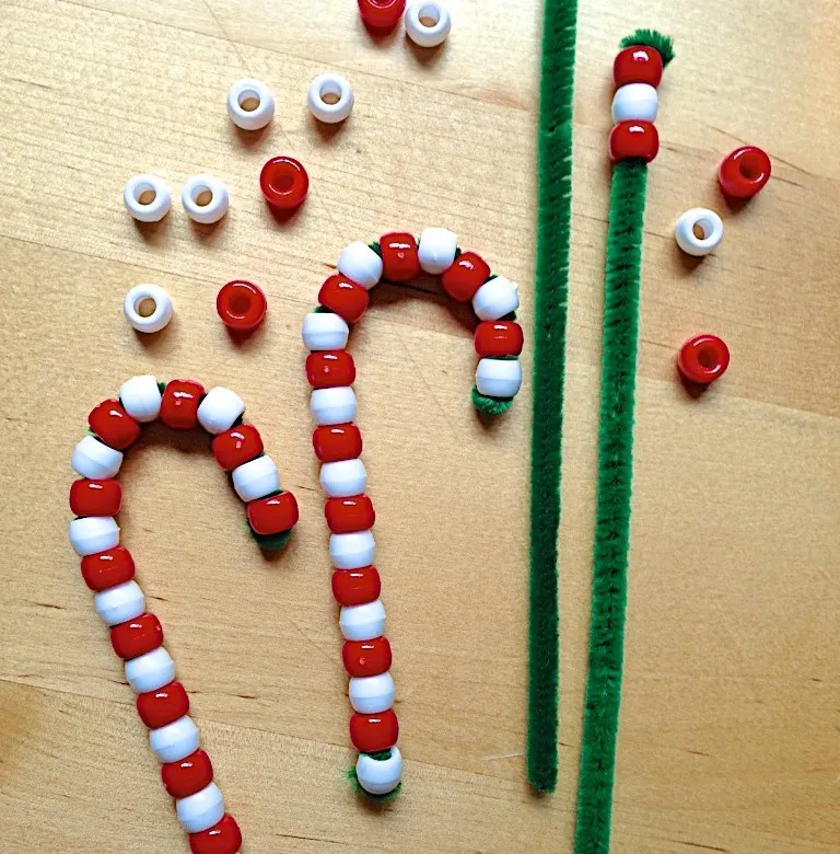 Christmas Crafts for Kids Beaded candy canes