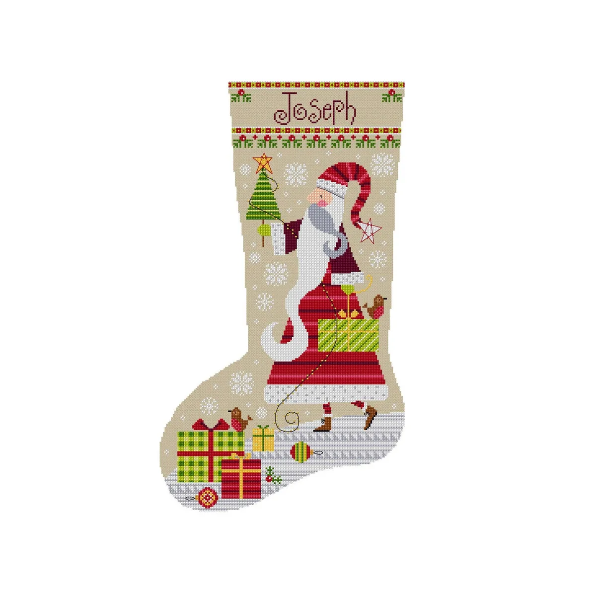 cross stitch christmas stocking santa