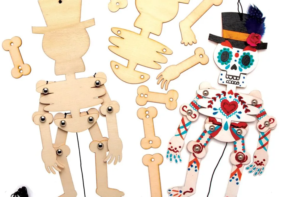 Day of the dead wooden puppets easy halloween craft