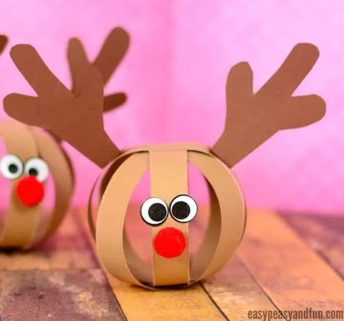 Paper Ball Reindeer Easy Christmas Crafts for Kids
