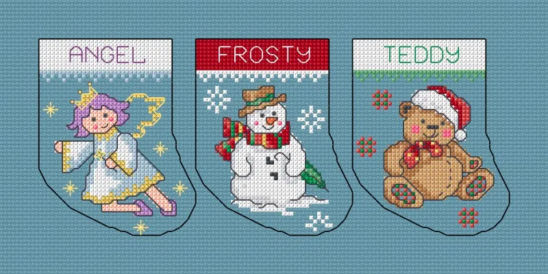 cross stitch Christmas stocking mini