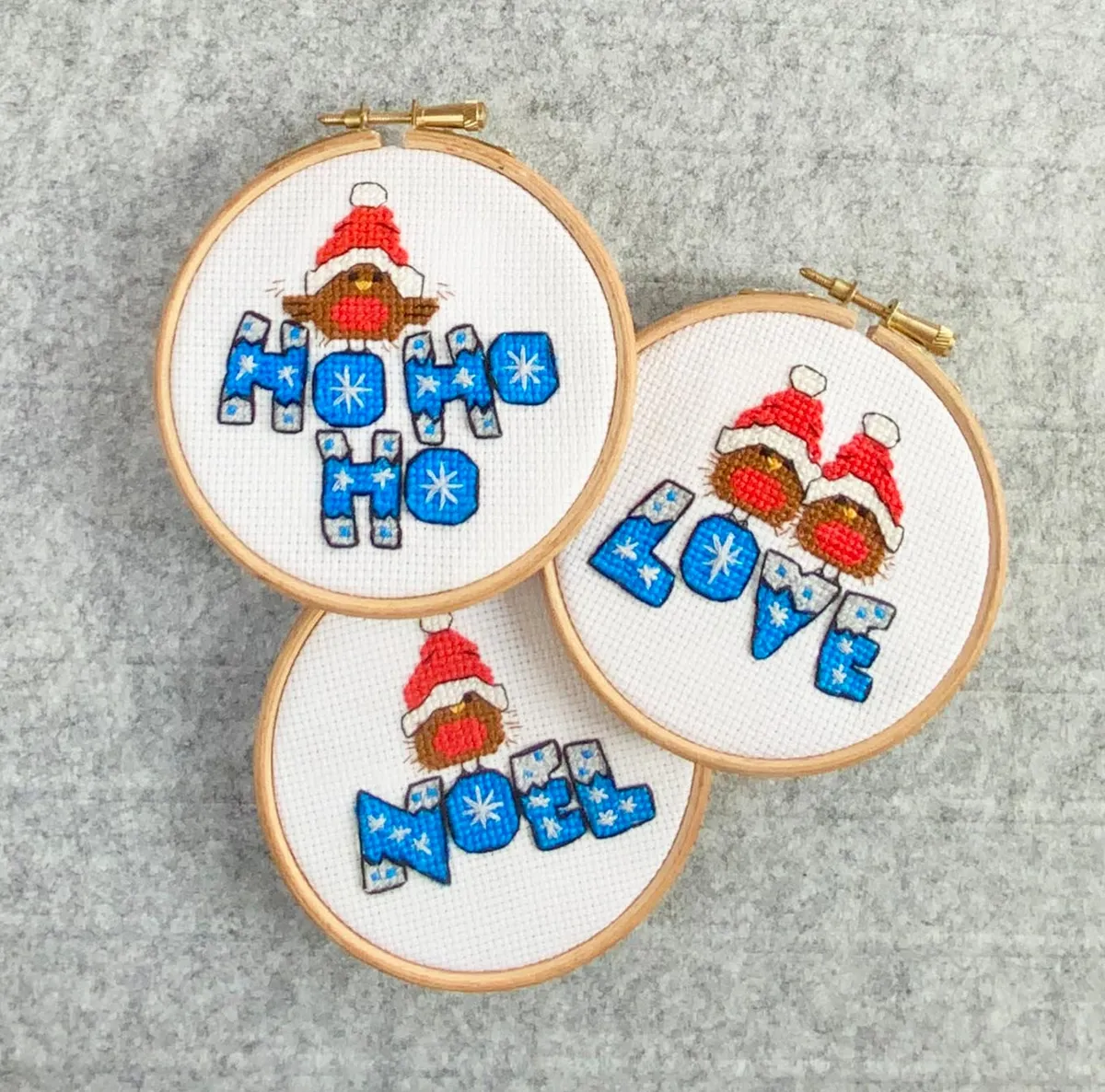 cross stitch christmas ornaments robins