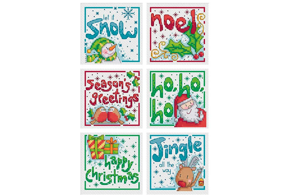 cross stitch christmas cards words