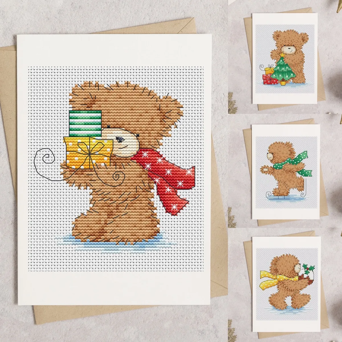 cross stitch christmas cards bears