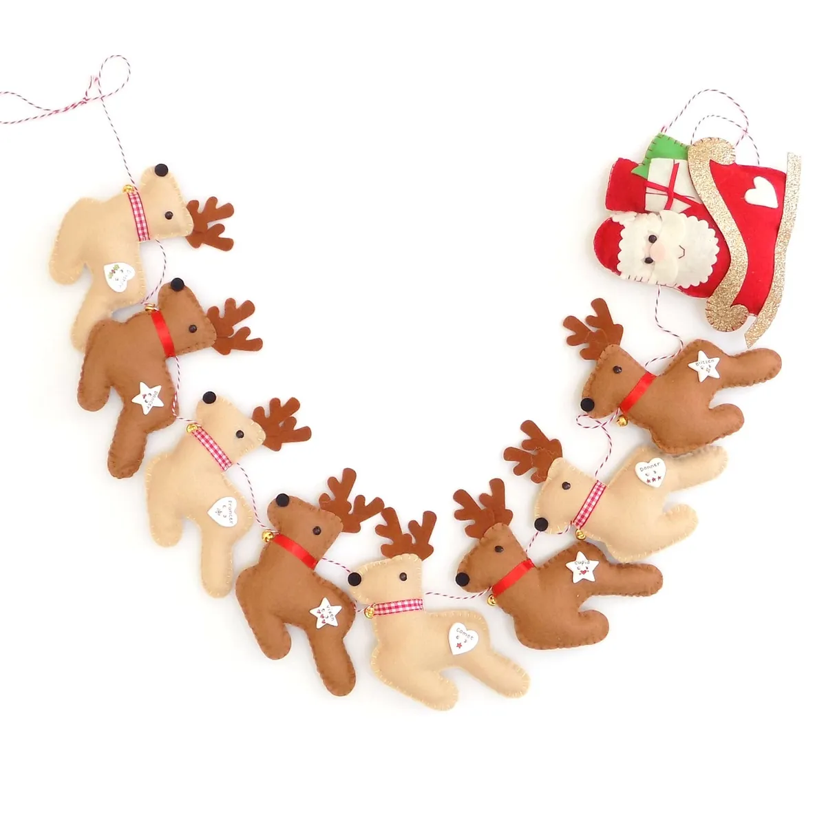 Christmas sewing projects – Santa and reindeer garland