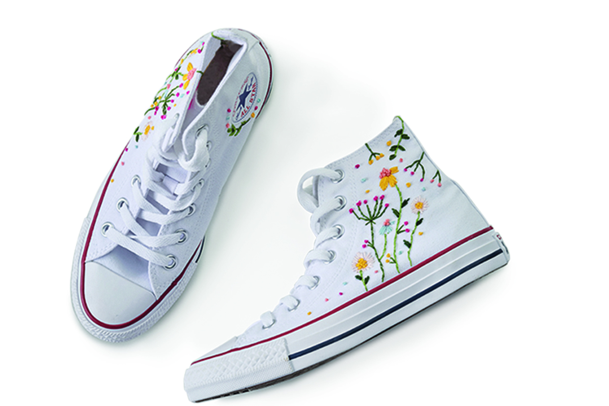 embroidery stititches flowers converse cutout