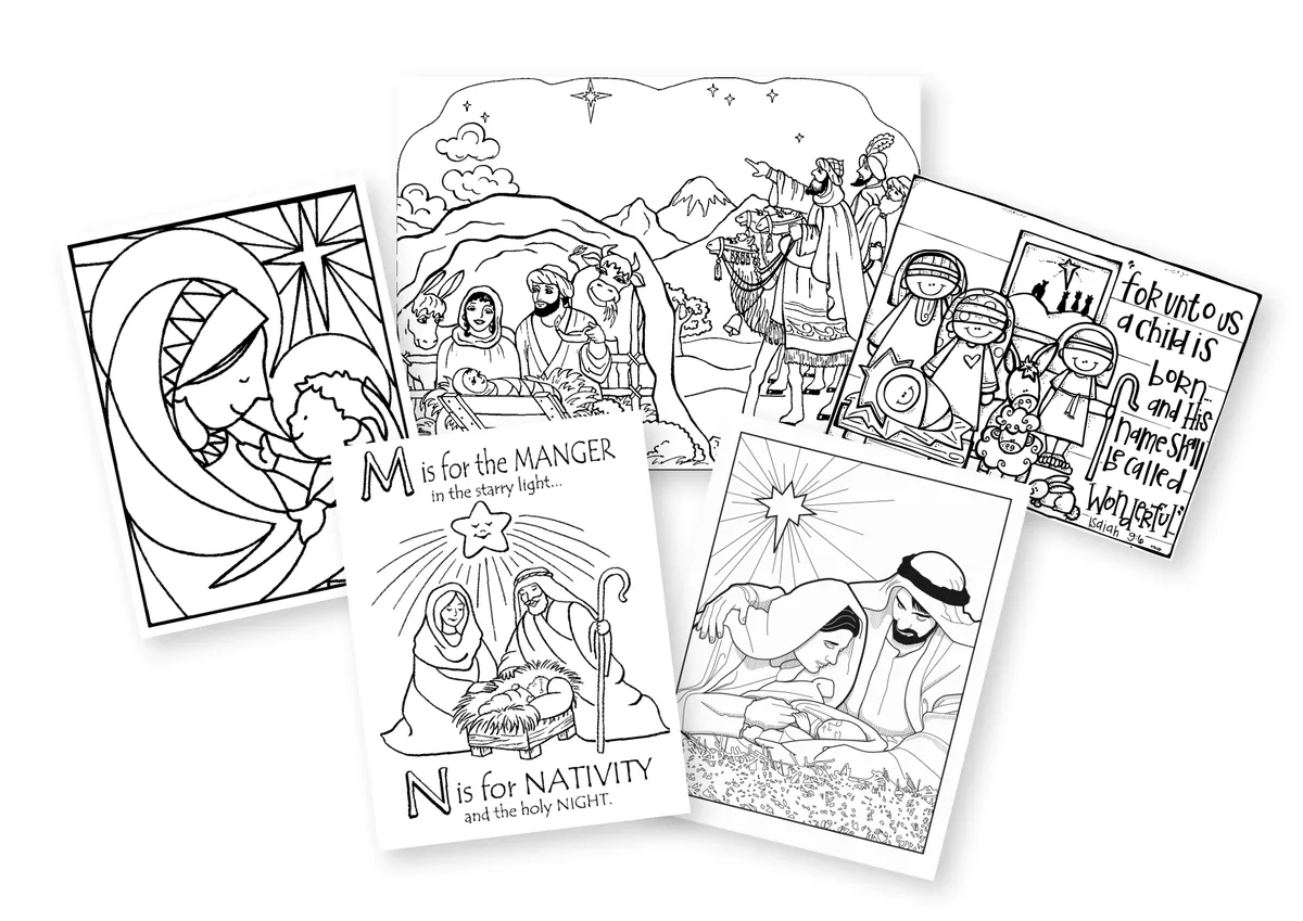 Free Nativity colouring pages