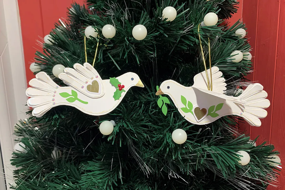 vintage paper christmas decoration doves