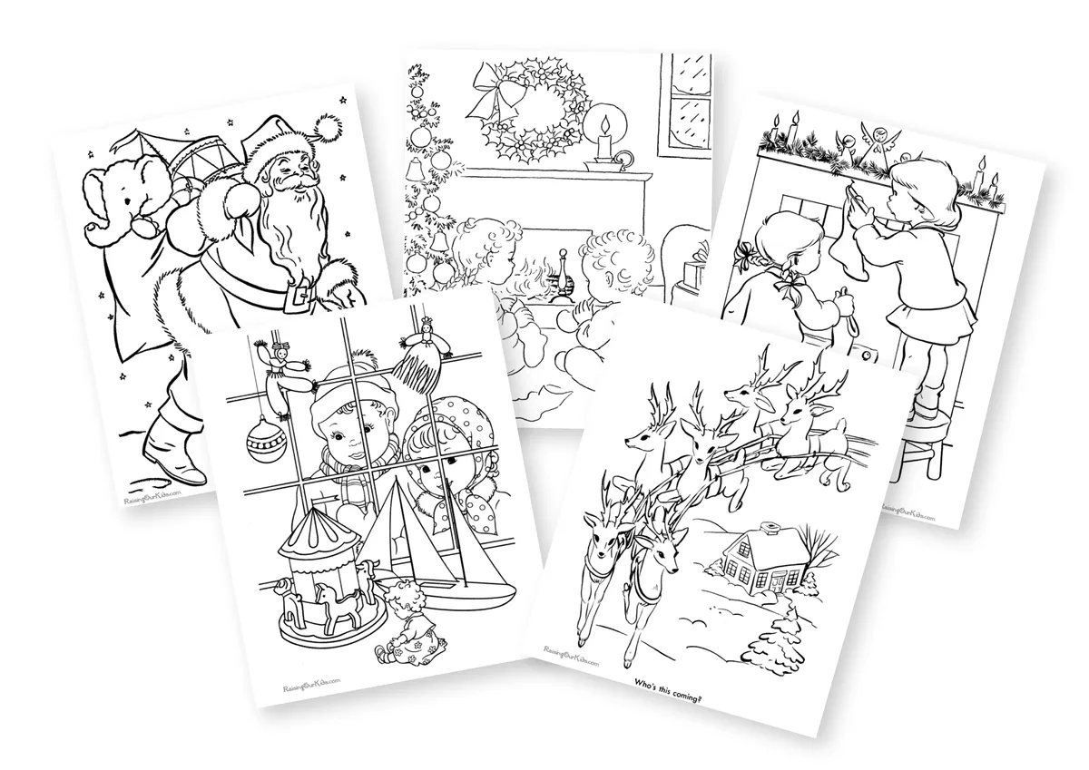 Holiday Fashion Coloring Set for Adults Instant Download Printable Files 3  Lineart Illustrations JPG and PDF Christmas 