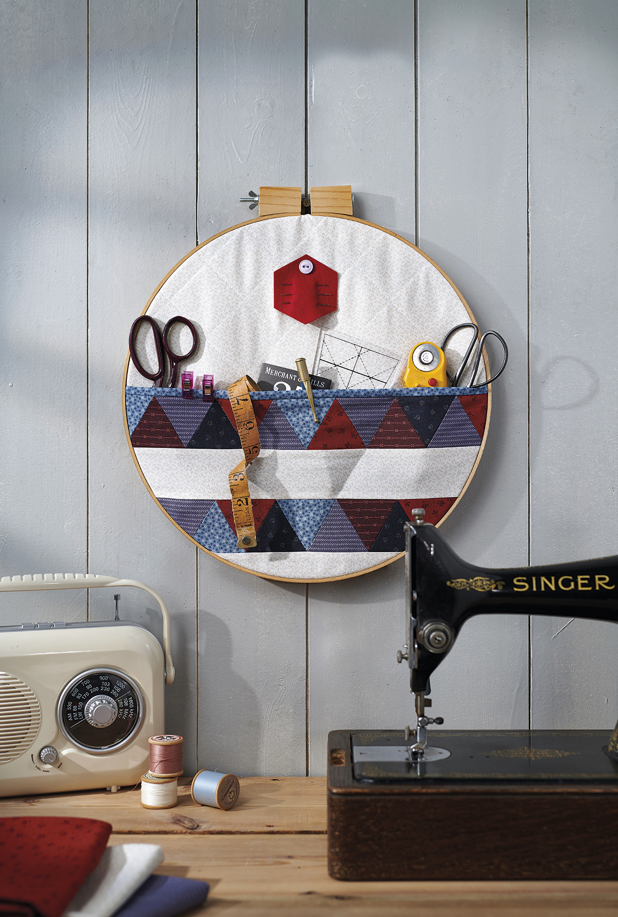 DIY embroidery hoop storage
