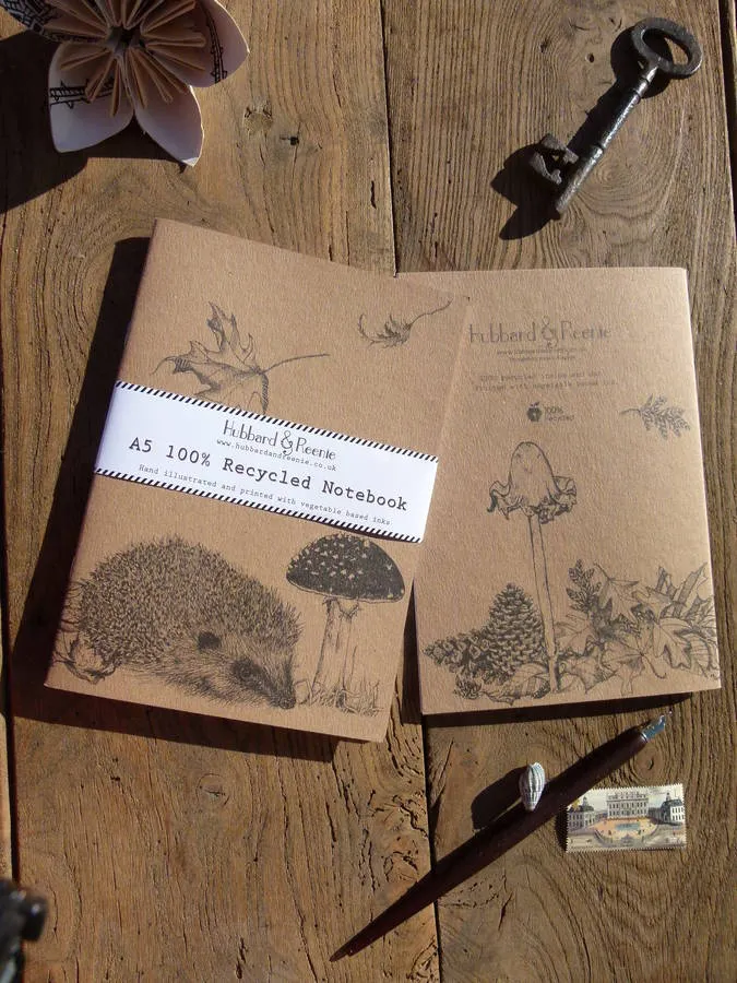 Hedghog recycled notebook