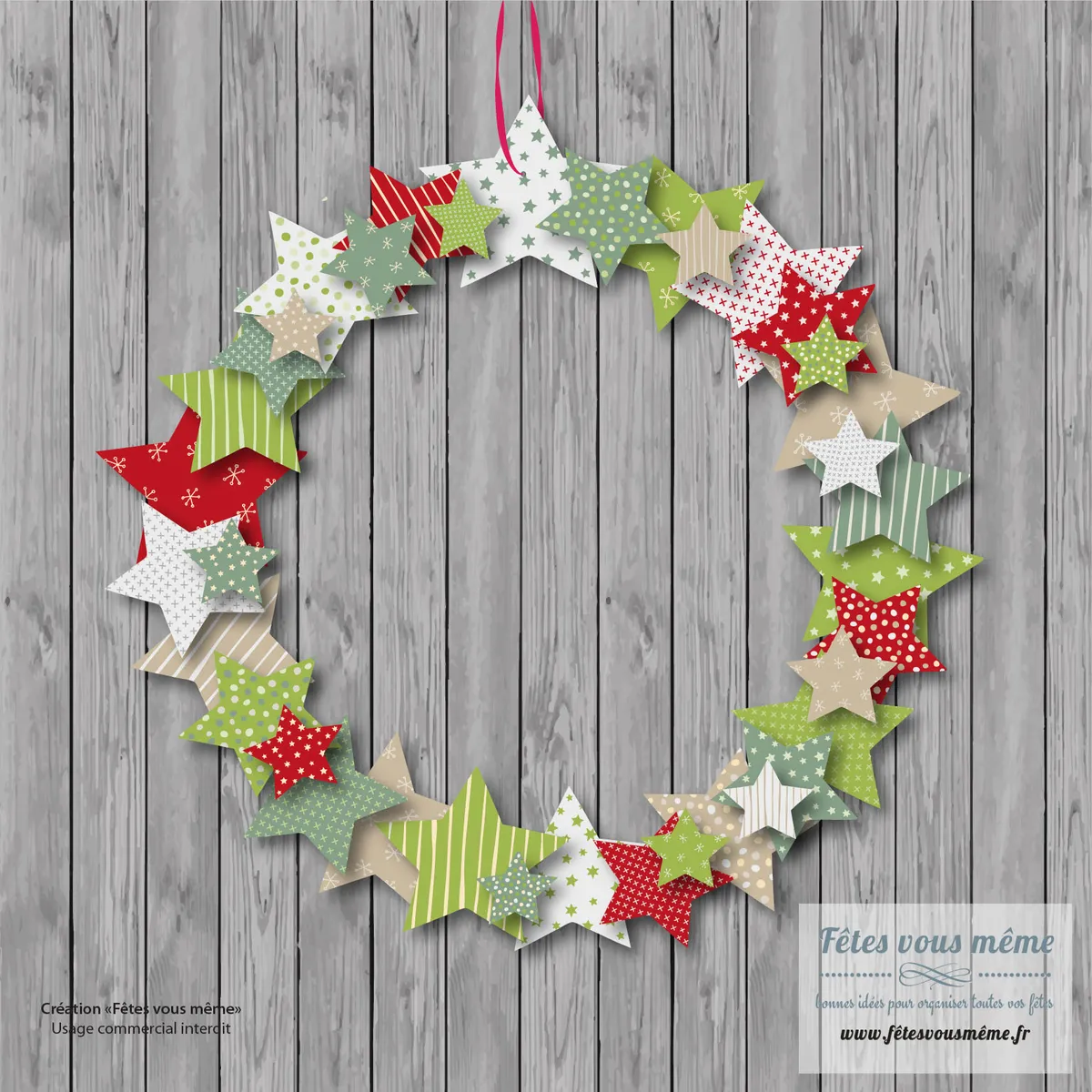 Recycled Christmas cards wreath