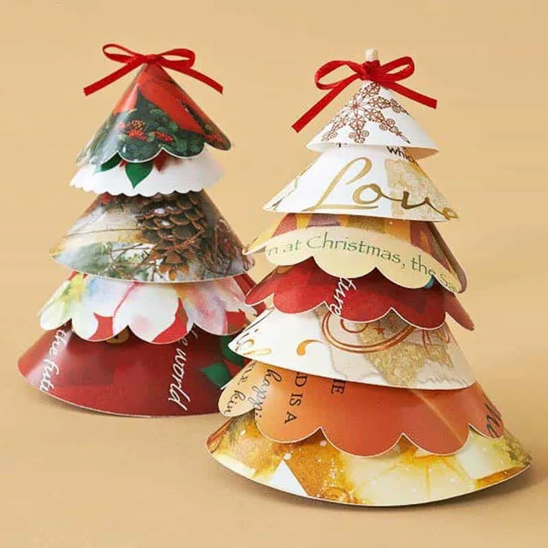 Recycled card christmas trees