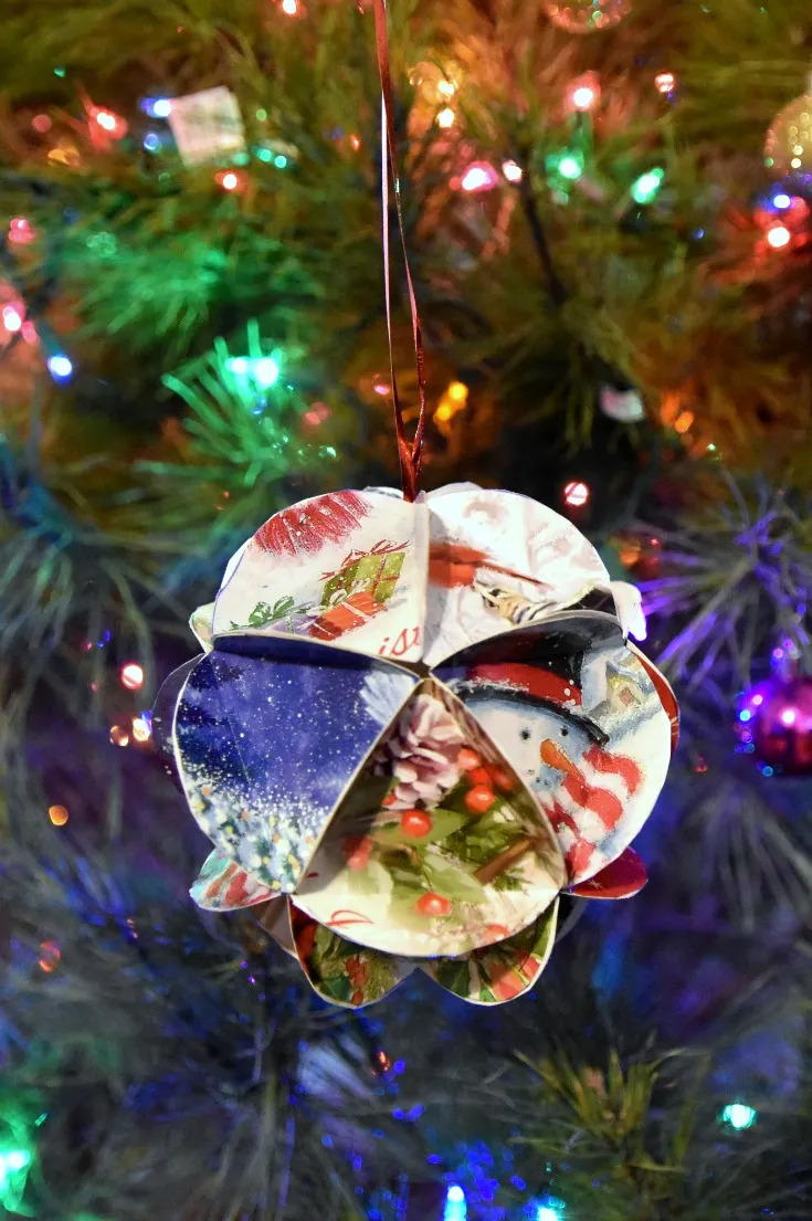 Recycled christmas cards decorations
