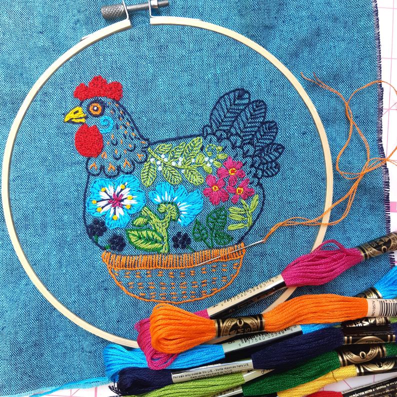 chicken embroidery design KS