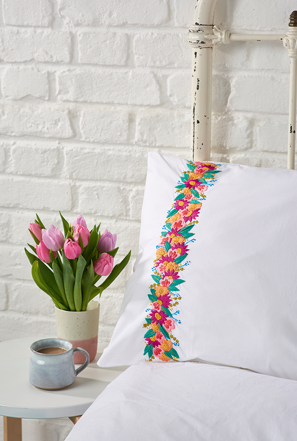 DIY embroidered pillow case